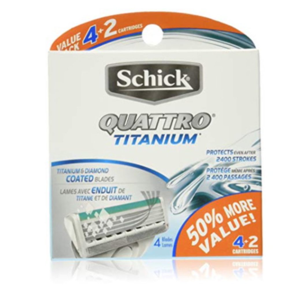 2 NWT Schick Quattro Titanium Razor Blade Refills Value Pack, 6 CT